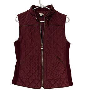 Miami Burgundy & Gold Quilted Vest Size S